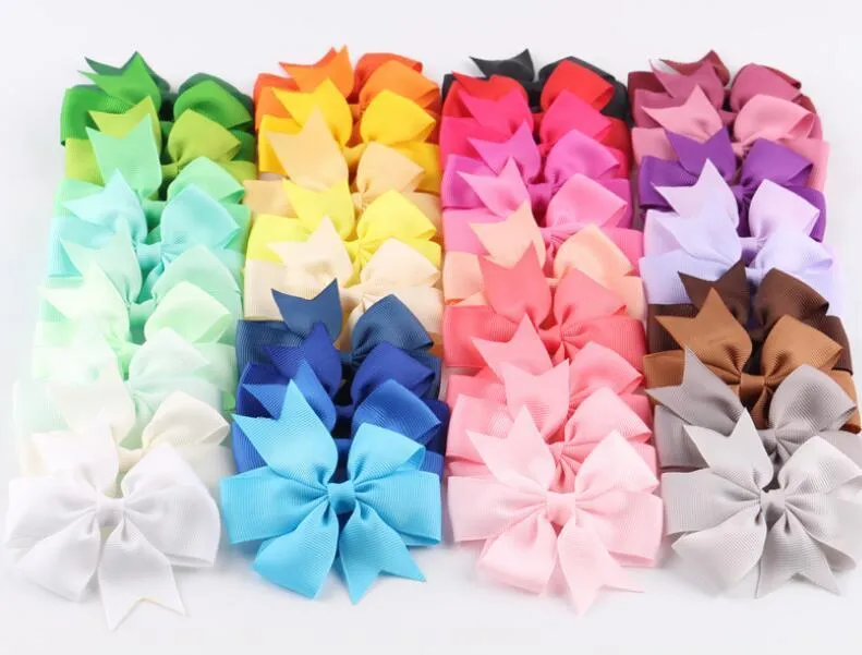40 Colors 3 Inch Cute Ribbed Ribbon Hair Bows with Clip Baby Girl Hair pin Boutique Hair Accessories Party Gifts GC29