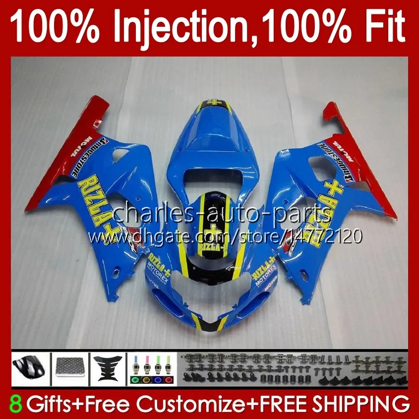 Molde de inyección para SUZUKI GSXR 600 750 CC GSXR600 K1 01-03 Cuerpo 37No.31 GSXR750 GSXR-750 600CC 750CC 2001 2002 2003 GSXR-600 GSX-R750 01 02 03 OEM Carenado azul brillante