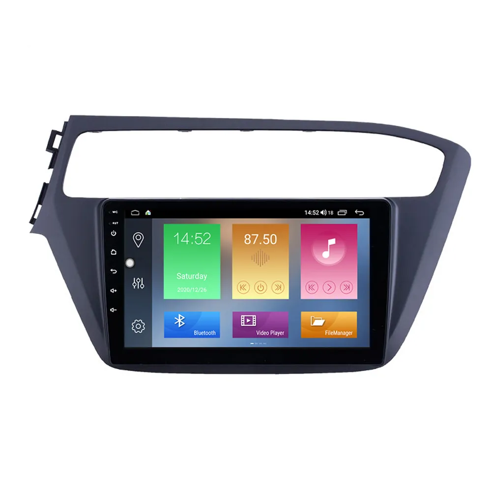 Bil DVD multimedia spelare för Hyundai i20 LHD 2018-2019 Auto Stereo GPS-navigering Android System 9 tums pekskärm med Bluetooth USB WiFi Aux