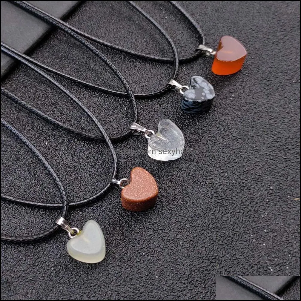 irregular Heart Chakra Pendant Healing Crystal Stone Quartz Necklaces Jewelry Fashion Women MEN Energy pendants Rope Chain Wholesale