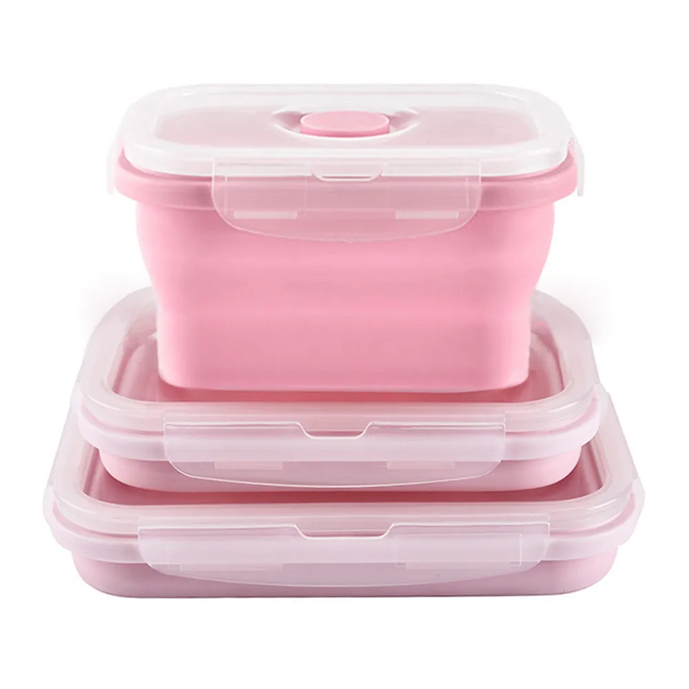 Thin Bins Collapsible Containers Set of 4 Rectangle Silicone Food Storage  Containers BPA Free, Microwave, Dishwasher Safe