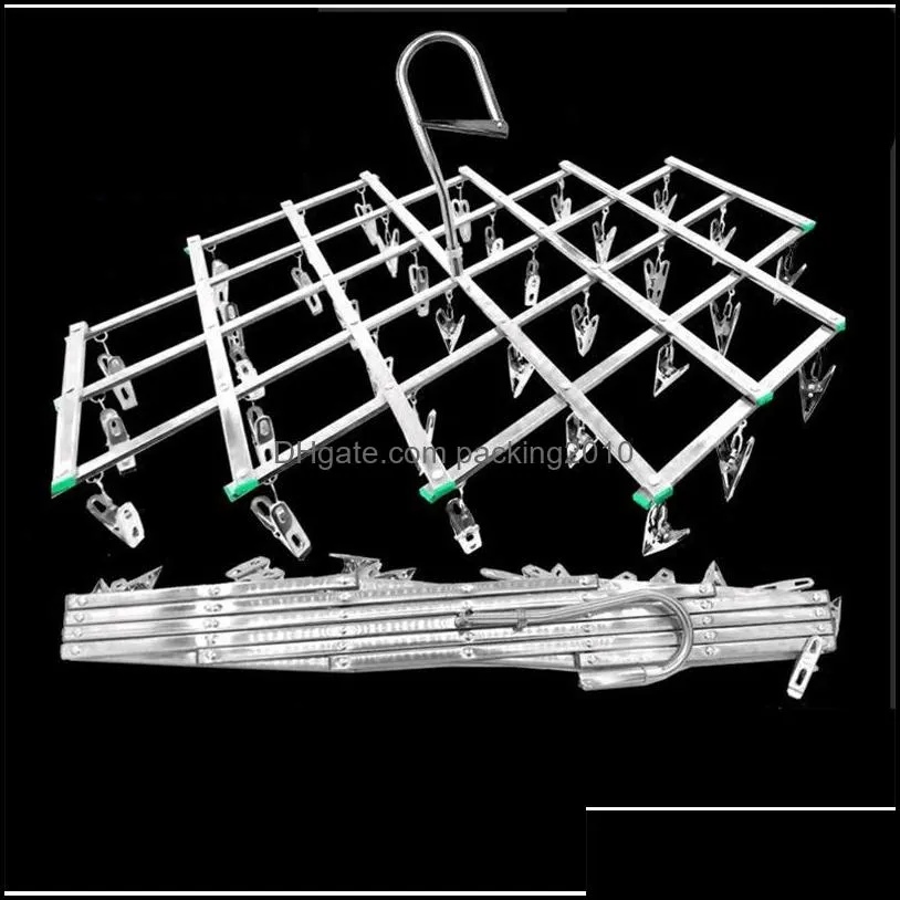 Hangers & Racks Clothing Housekee Organization Home Garden 16/35 Clips Stainless Steel Laundry Rack Foldable Sock Clothes Airer Folding Hang