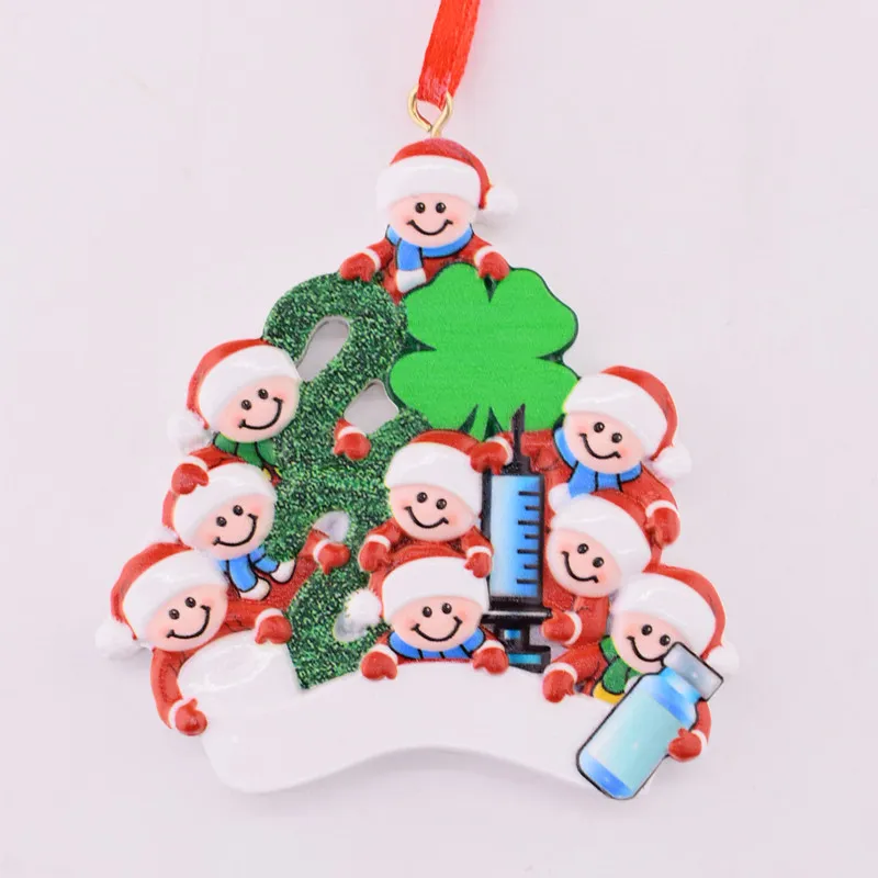 2021 Christmas Decoration Birthdays Party Gift Product Personalized Family Of 4 Ornament Pandemic DIY Resin Accessories with Rope