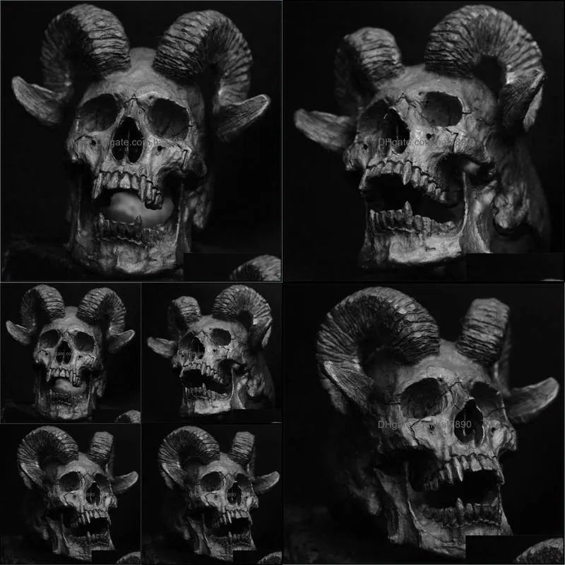 Gothic Vintage Devil Satan Goat Skull Ring Stainless Steel Punk Ring Fashion Men`s Biker Jewelry