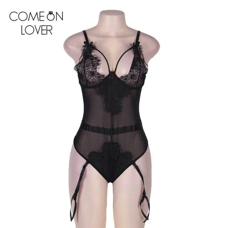 Body femme sexy teddy sheer mesh lady bodysuit plus size transparent sexy  bodysuit lace women body suit rompers RE80266 210728