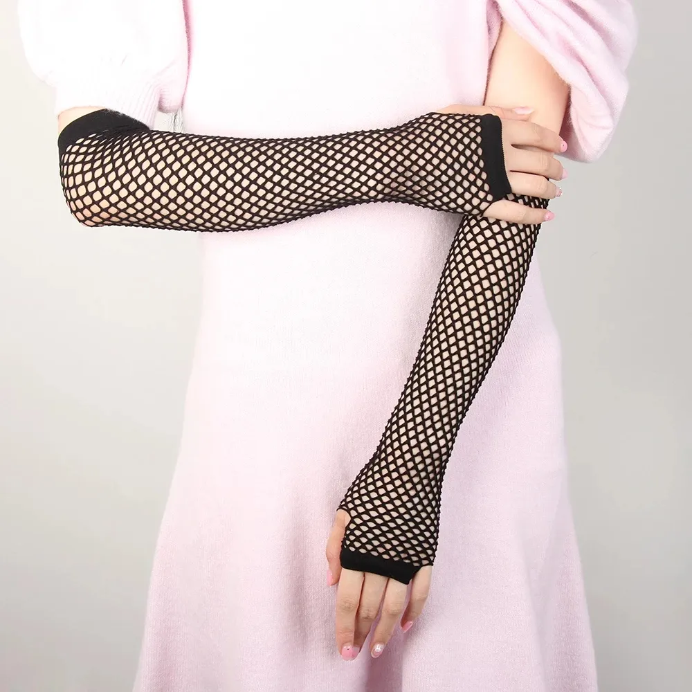 Women Gloves Hollow Out Holes Sexy Punk Goth Ladies Disco Dance Costume Fingerless Mesh Fishnet Gloves 6pairs/12PCS