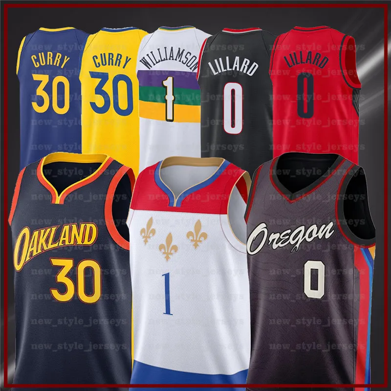 Golden 30 Stephen Basketball Jerseys State Wiseman Curry Damian Williamson Lillard 1 Zion Stitched