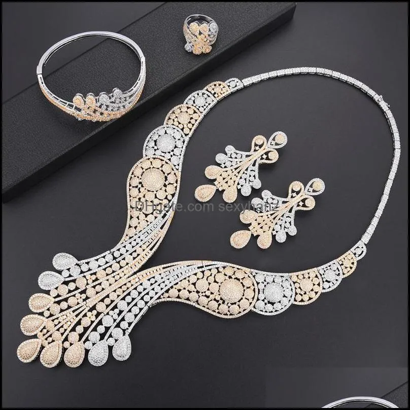 Earrings & Necklace LARRAURI European American Fashion Bangle Ring Jewelry Set Professional Woman Appointment 