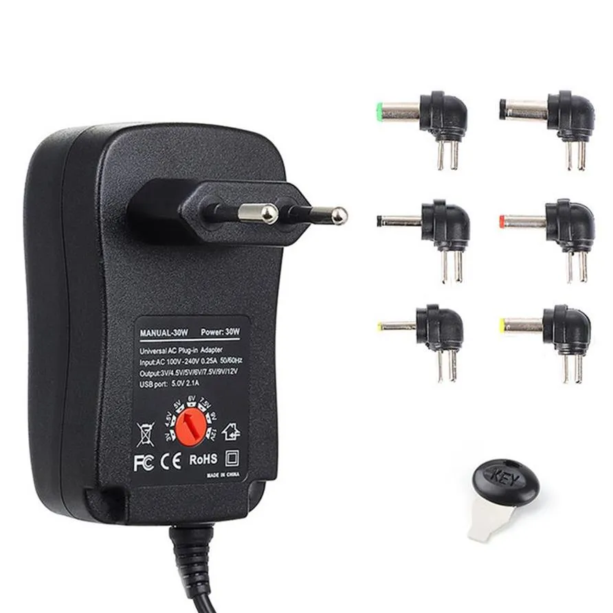 3 12V 30W 2.1A AC/DC Power Supply Adaptor Universal Charger Adapters With 6 Plugs Adjustable