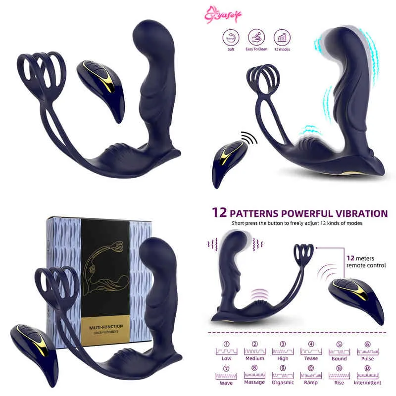NXY Sex Masturbators Male Prostate Massage Vibrator Anal Plug Toys for Men g Spot Stimulator Butt Delay Ejaculation Ring Masturbator 220127