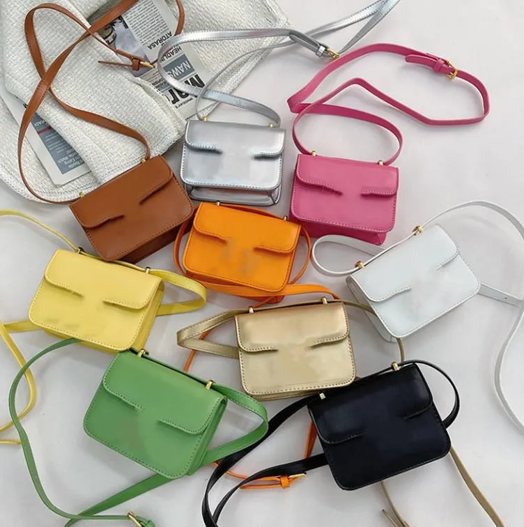 Desigen Kızlar Çanta Cüzdan Moda Mektubu Katı Renkler Çocuk PU Deri Klasik Stil Bir Omuz Çantaları Kadın Casual Değişim Çanta F1060