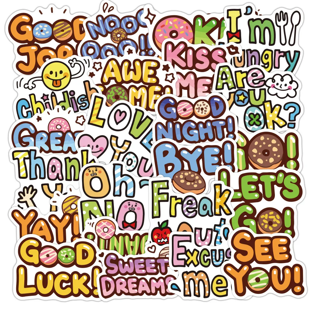 Waterproof Motivational English Words Stickers for Skateboard Laptop ...