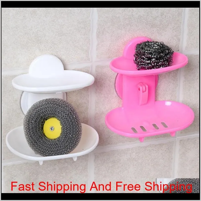 new kitchen tools bathroom accessories soap holder two layer suction holder soap dish storage basket soap box stand