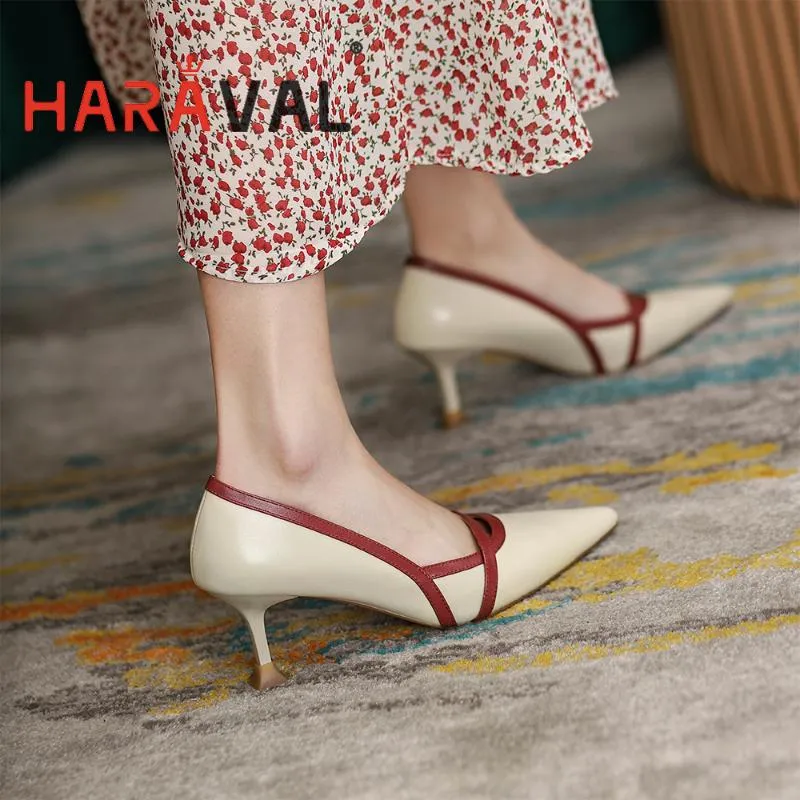 Dress Shoes HARAVAL Women Pumps 2021 Spring Summer Autumn High Heels Fashion Poninted Toe Black White Elegant Sexy Female Shoe A183