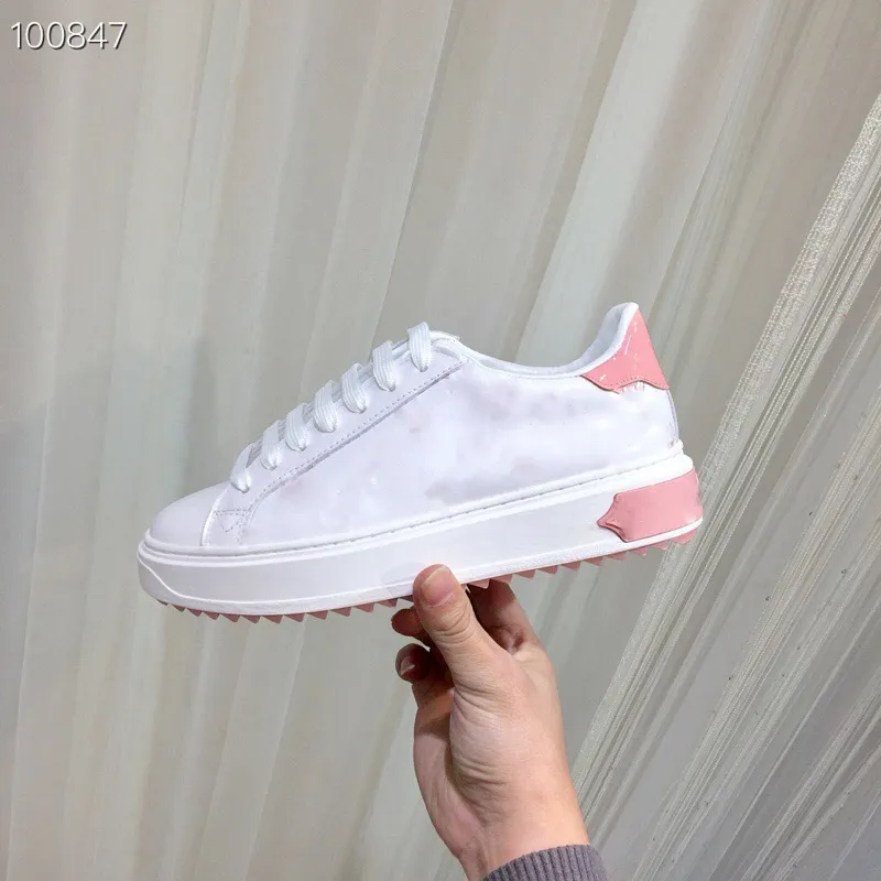 Louis Vuitton Zapatillas De Deporte De Mujer Blanco Cuero De Vaca Pisos  Rosa 2021 unisex Zapatos Deportivos