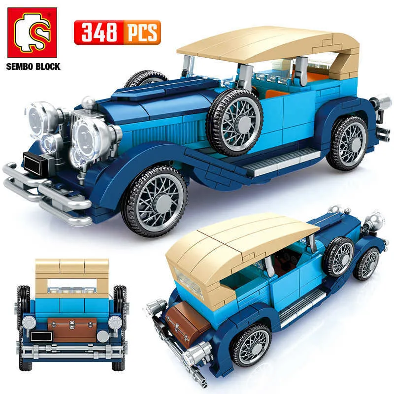 SEMBO Neue Stadt technische Klassische Autos MOC Modell Bausteine Creator Mechaniker Retro Fahrzeug Ziegel Spielzeug Für Kinder Geschenke HKD231226