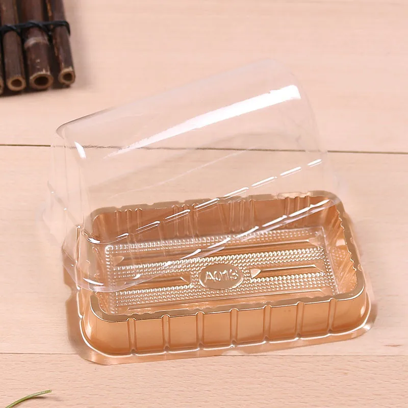 Bakningsförpackning Box Swiss Roll Bread Disponable Cake Boxes Ost Mousse Clear Plastic Pastry Case Long Blister Packs317h