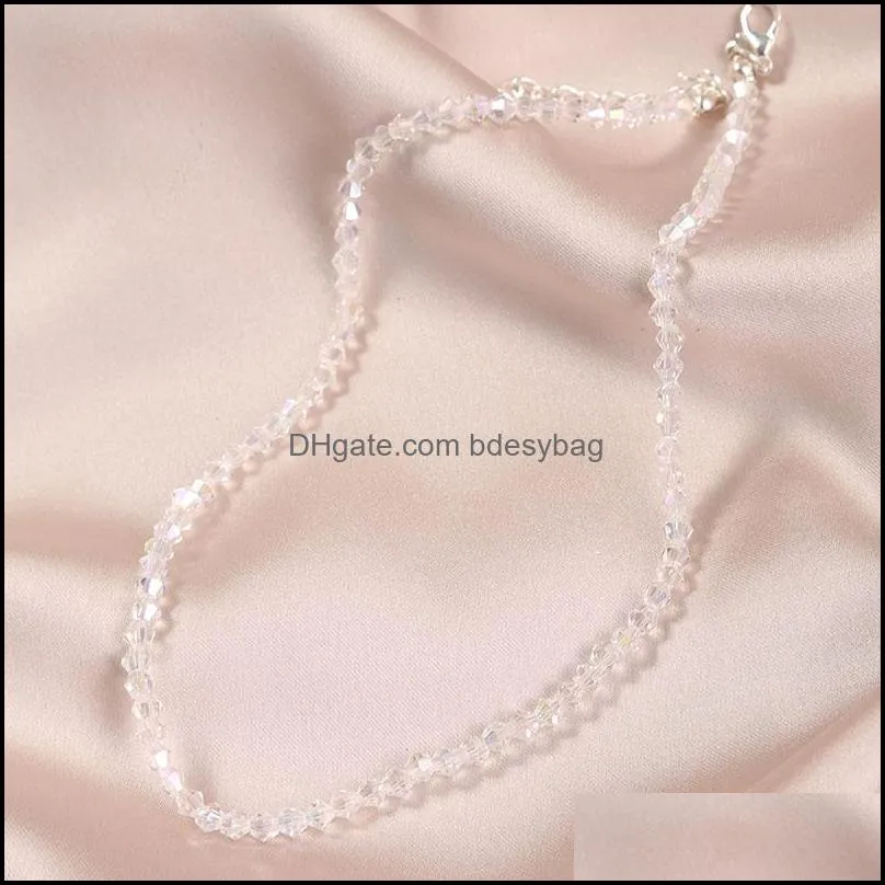 Simple Fashion Female Transparent Crystal Beads Handmade Beaded Necklaces For Women Girls OL Style Ladies Party Jewelry Gifts