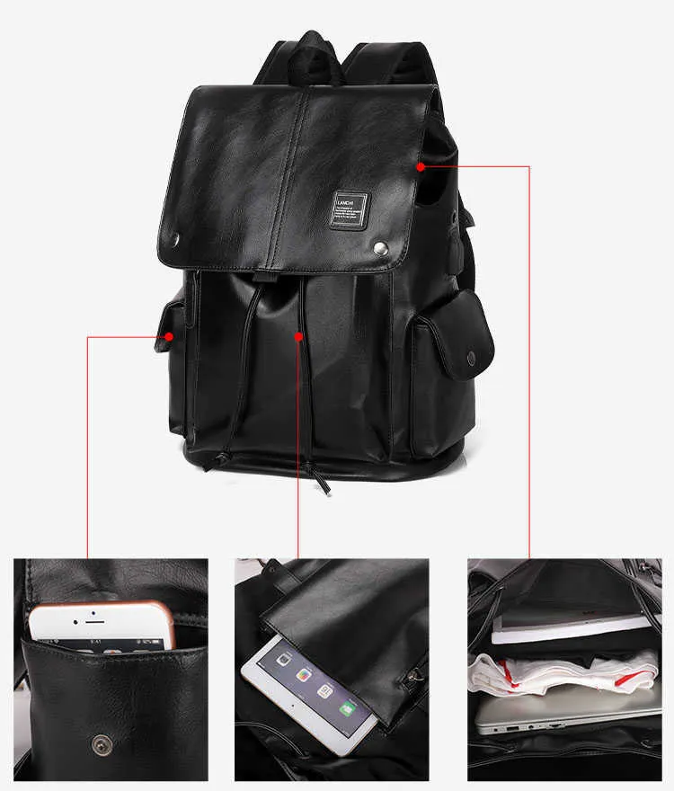 Sac à Dos Vintage En Cuir PU - Multifonctionnel - Grande Capacité - Sac à Dos De Voyage Pour