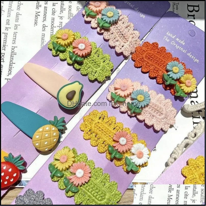Baby Girls Cartoon Hairpin For Women Children Rainbow Hair Clip Kids Sunflower Candy Fruit Barrette Accessories