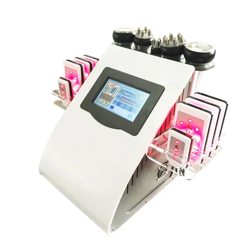 Professionale 6 in 1 40k Cavitazione ad ultrasuoni Dimagrante Vuoto Radiofrequenza Pressoterapia 8 Pad Brucia Lipo Diodo Laser RF Modellatrice del corpo