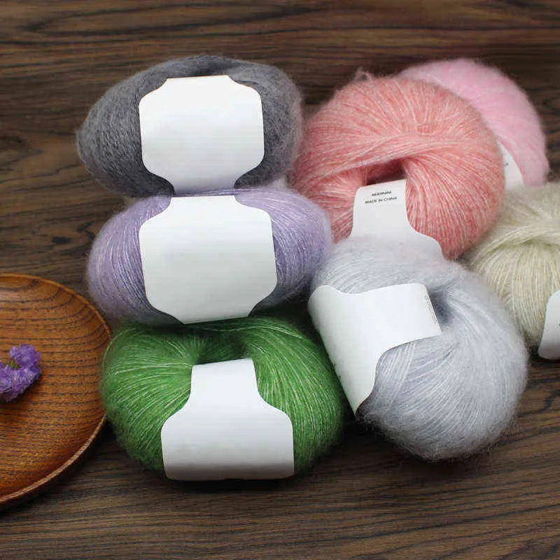 1PC 25g / Ball Soft Mohair Cachemire Fil de laine à tricoter DIY Châle Écharpe Crochet Fil Fournitures Couture à la main Y211129