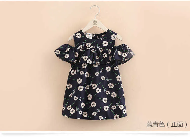  Summer 2-12T Children Cotton Flower Floral Print Wrap Off Shoulder Little Sexy Girl Strapless Dresses For Girls 12 Years (7)