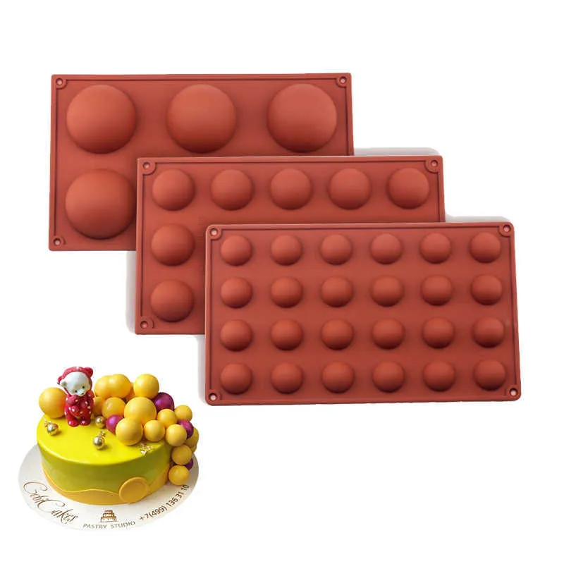 3 pc Cake Mold Cake Czekoladowe Ciasto Pieczenia Pół Piłka Kula Wzornik Pudding Chleb Cukierki Pieczenia Formy Ciasto Dekorowanie Narzędzia 210721