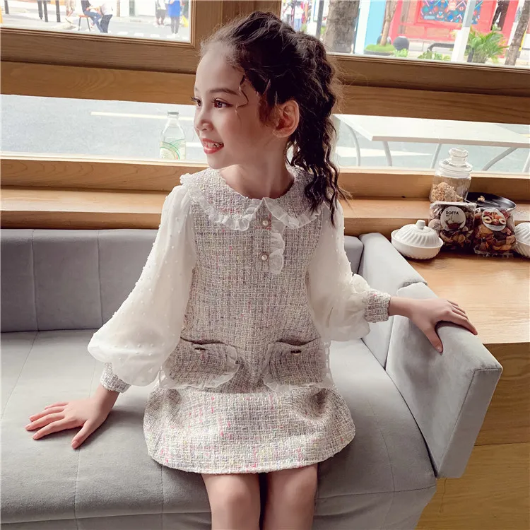 Classical Pink Ivory Kids Fancy Dresses for Girls Children Charming Dress Puff Sleeve Wedding Party Clothing 4 7 9 12 14 Years 210303