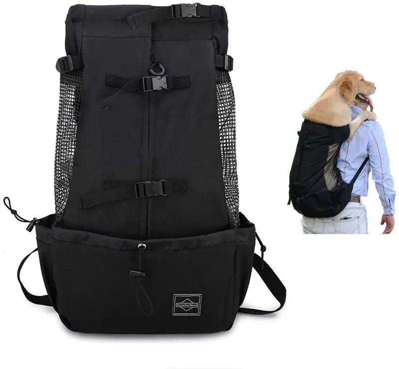 Zaino per cani regolabile in 4 colori per cani da compagnia per cani di taglia piccola, media e grande, borsa per cuccioli, tasche extra, per bici, escursionismo, moto, blu