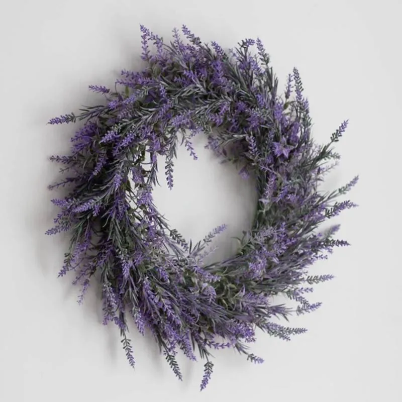 Flores decorativas grinaldas de lavanda falsa Garland para a porta da frente Decoração de casamento de festa de Natal de alta qualidade requintada d