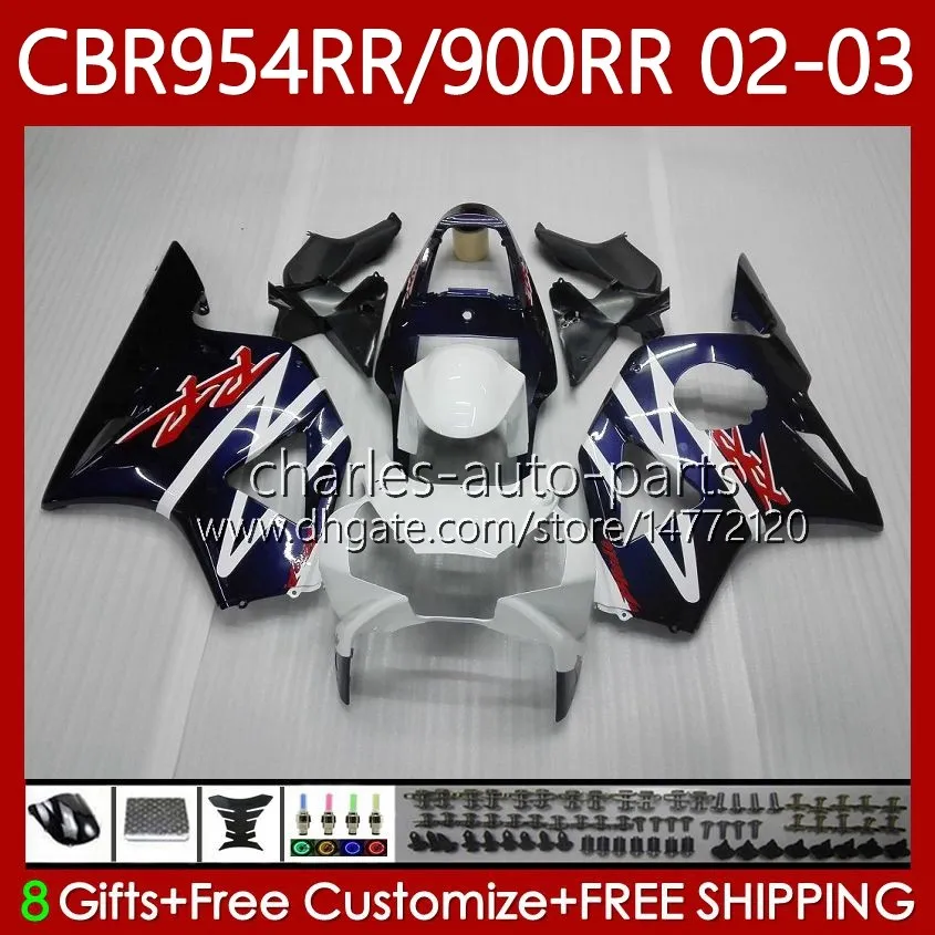 Bodywork Kit For HONDA CBR900 CBR954 RR CBR 954 900 RR CC 2002-2003 Body 61No.14 CBR954RR CBR 900RR 954RR 900CC 02 03 CBR900RR CBR954-RR 2002 2003 Fairings dark blue