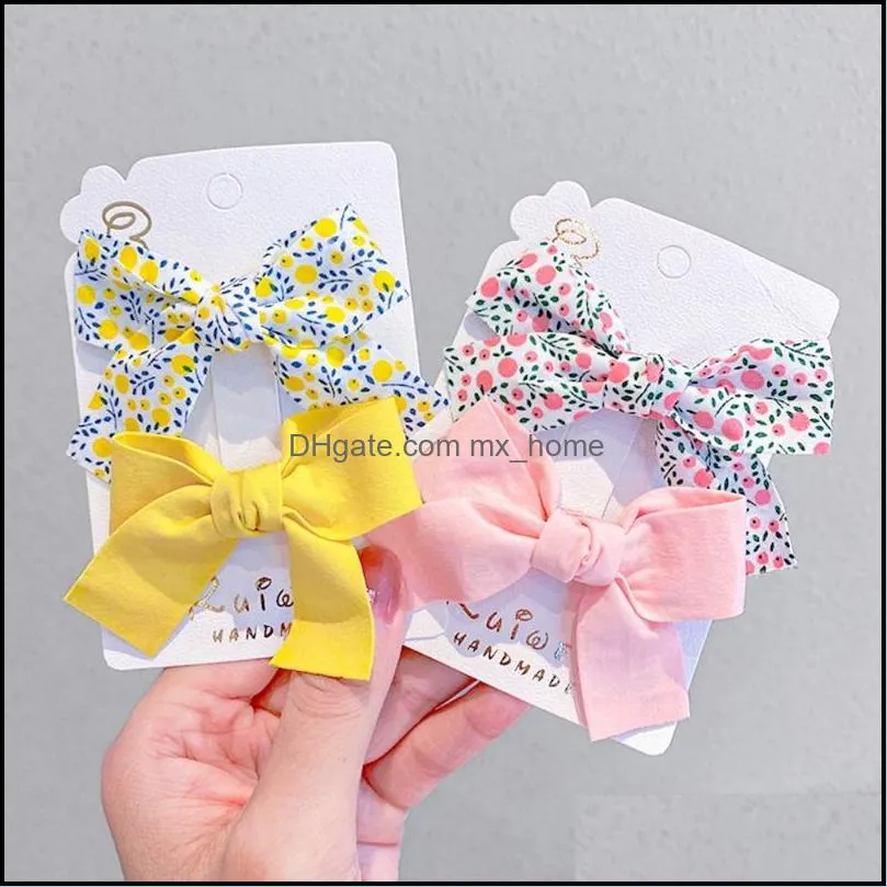 2Pcs/Set Flower Baby Hair Clips Bows For Cute Girls Clip Children Handmade Hairpin Barrettes Headwear Kids Accessories