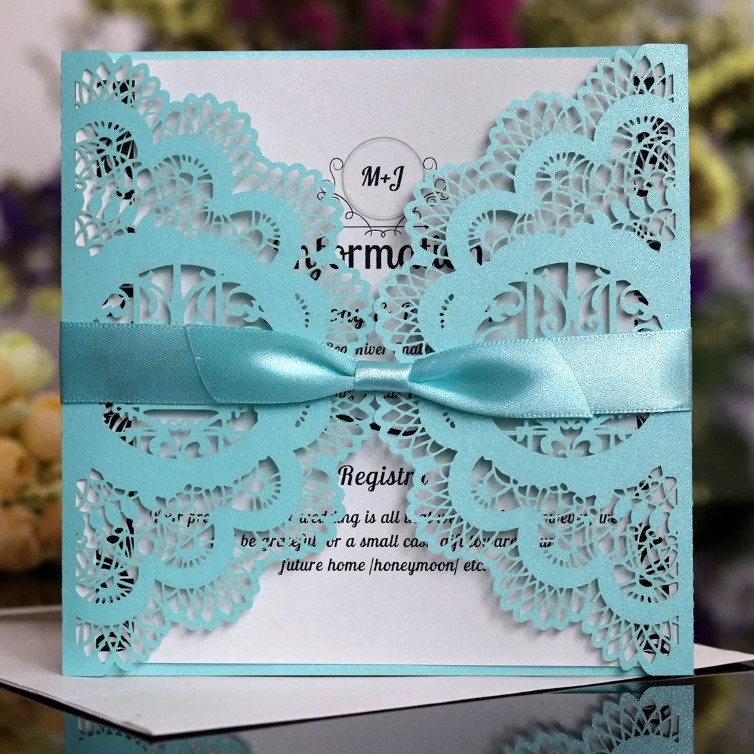 100pcs بطاقات دعوات الزفاف للليزر مع الزهور يدعو البطاقة إلى بطاقة الدعوات للدعوات