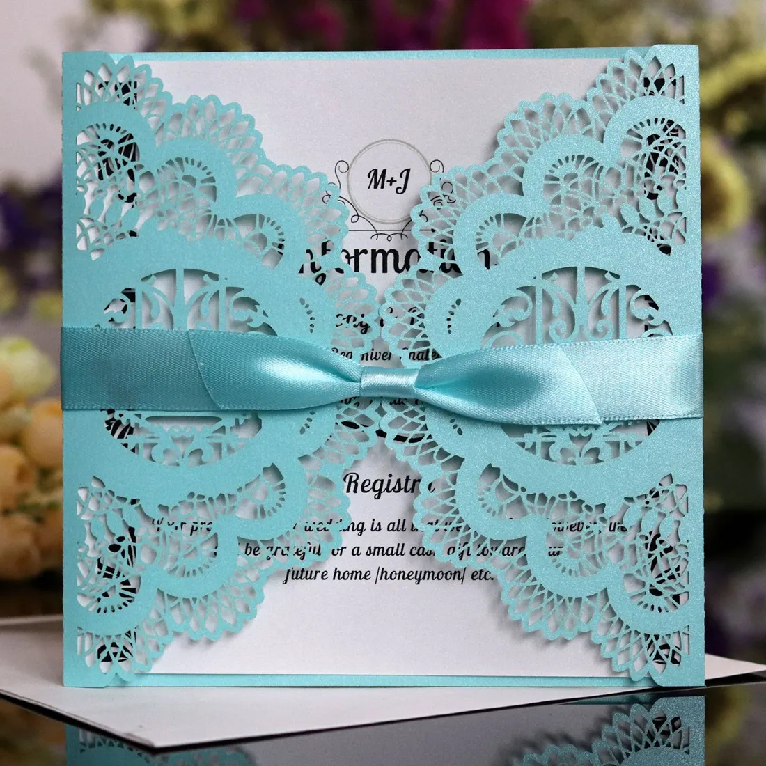 100pcs Laser Cut Wedding Invitations Cards With Flowers EngagementPearlescent Invites Card For Invitations