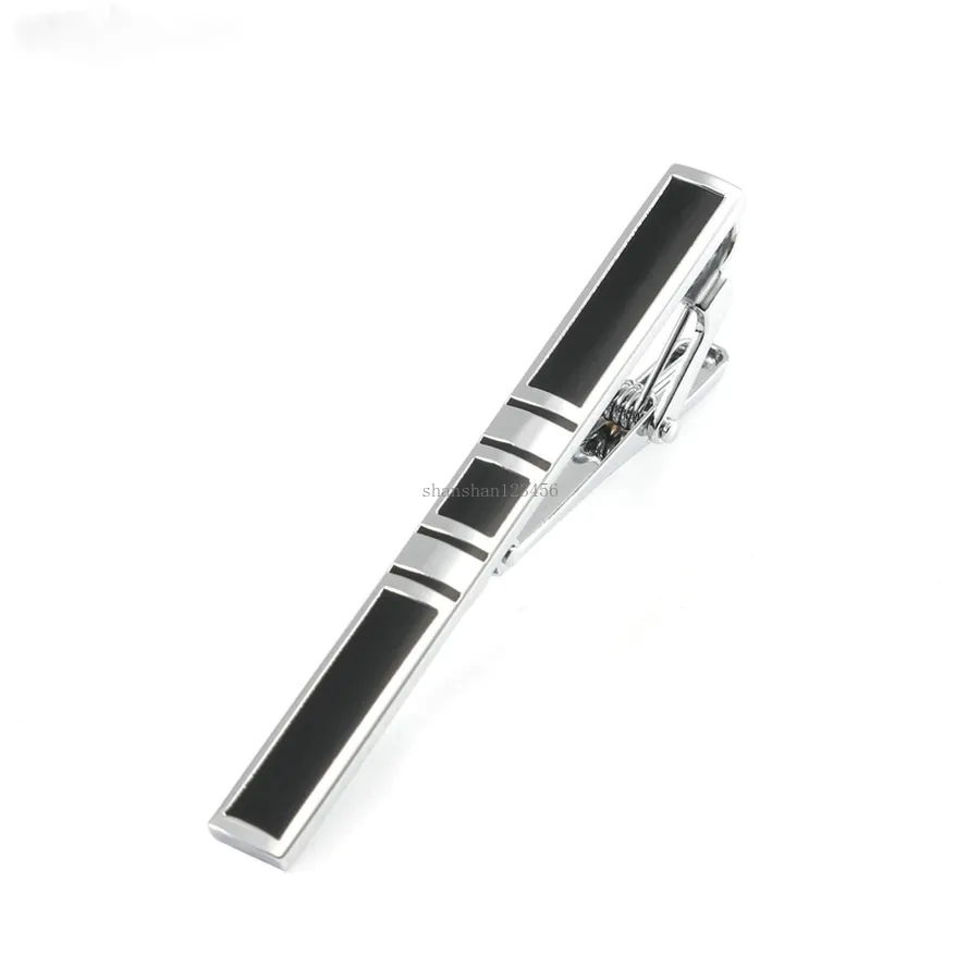 Emalj Black Tie Clips for Men Business Suit Tie bar slips Clip Fashion smycken gåva kommer och sandigt mode