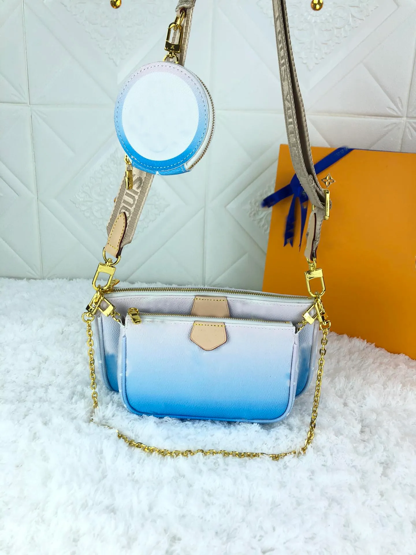 أحدث حقيبة crossbody التدرج pochette accessoires الطازجة عملة محفظة النساء المصور محفظة empreinte لينة الحبوب الجلود مخلب بوكر رسالة زهرة 3 قطع من حمام السباحة