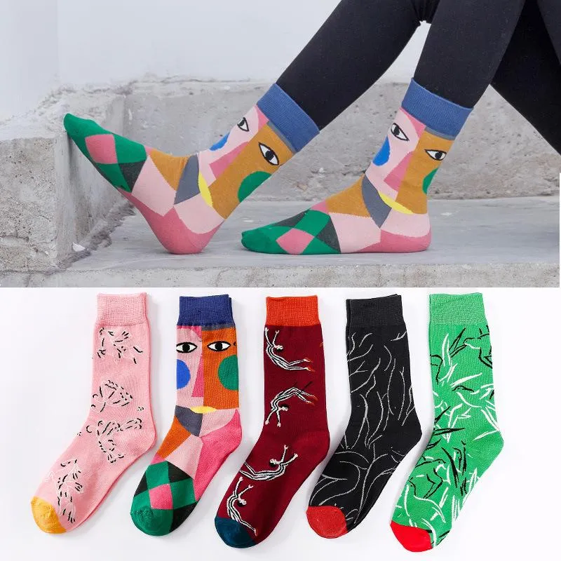 Chaussettes bonneterie 2021 automne et hiver globe oculaire à la mode personnalité Couple fantaisie motif bas Harajuku