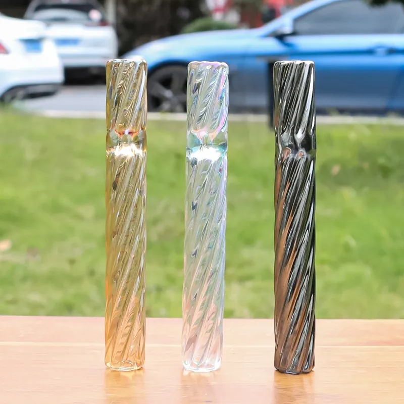 Smoking Colorful Spiral Thick Glass Tube Dry Herb Tobacco Handpipe Preroll Cigarette Filter Holder Taster Tips Tube High Quality Dugout One Hitter Catcher