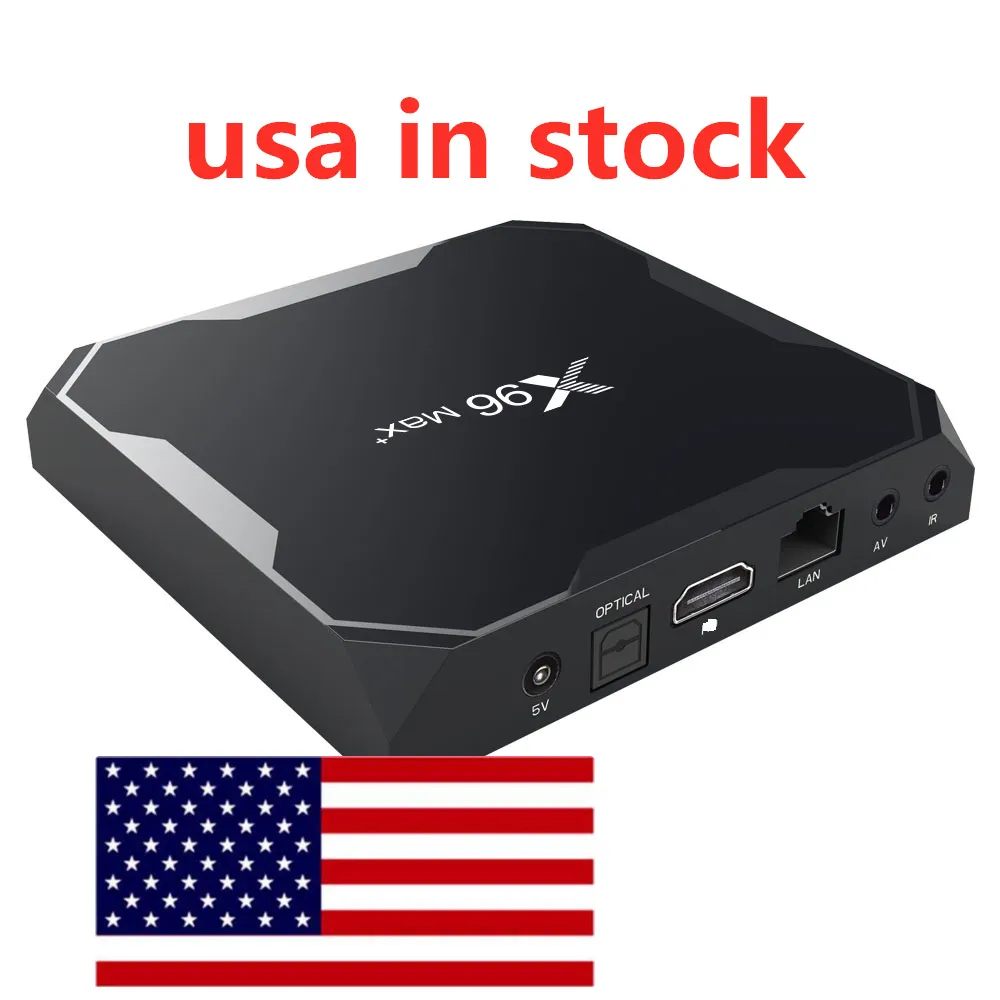 アメリカ倉庫からの船舶X96マックスプラスアンドロイド9.0テレビ箱4GB RAM 32GB 64GB ROM Amlogic S905X3 8K 2.4G5GデュアルWiFi 1000m