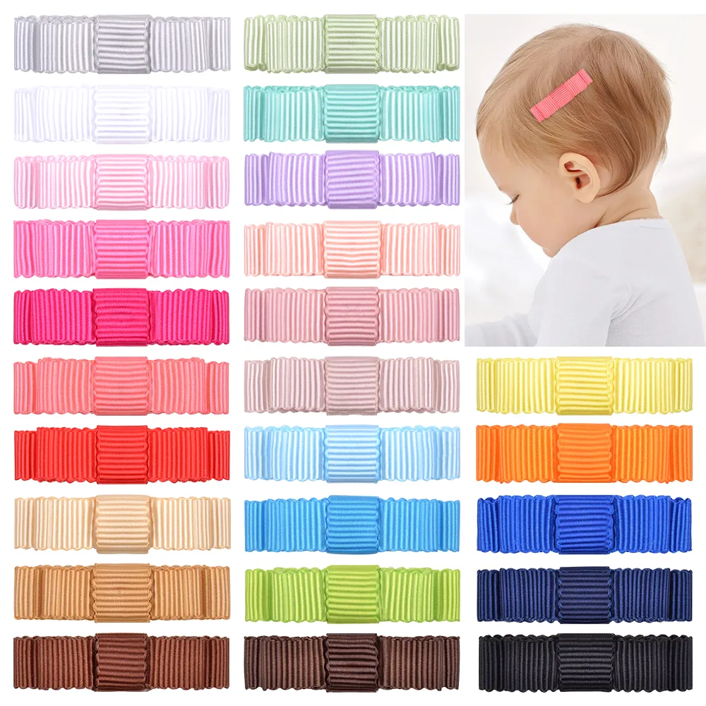 1.5inches Mini Solid Colors Bowknots Hair Clips For Cute Girls Handmade Hairpins Safty Barrettes Kids Hair Accessories