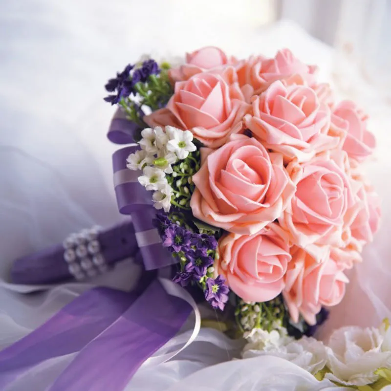 30Pcs 8CM Multicolor Foam Rose Artificial Flower Bride Bouquet For Wedding Decoration Home Decorative Flowers DIY Wreath Craft