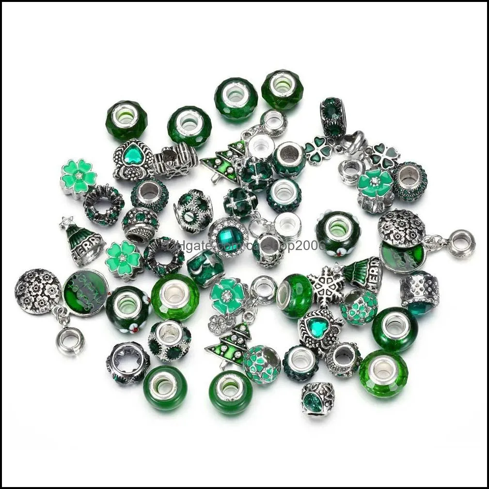 50pcs/Lot crystal Big Hole Loose Beads Spacer craft European rhinestone bead charm For bracelet necklace Fashion DIY Jewelry Making