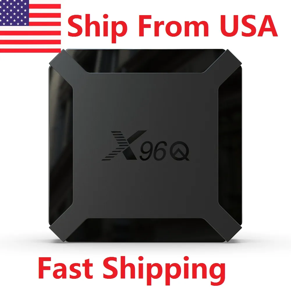 يشحن من USA X96Q tv box Android 10 OS 1GB RAM 8GB rom رباعي النواة 4K 3D H.265 2.4G Wifi