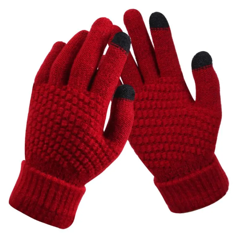 Vijf vingers handschoenen mode vrouwen mannen touchscreen winter warme effen kleur katoen warmer smartphones rijden handschoen luvas vrouw