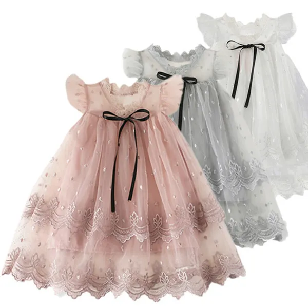 New Summer Baby Girl Party Dress Girl's Birthday Dress Bambini Kids Cotton Lace Dress Girls Tutu Costume per bambini da 2 a 6 anni Q0716