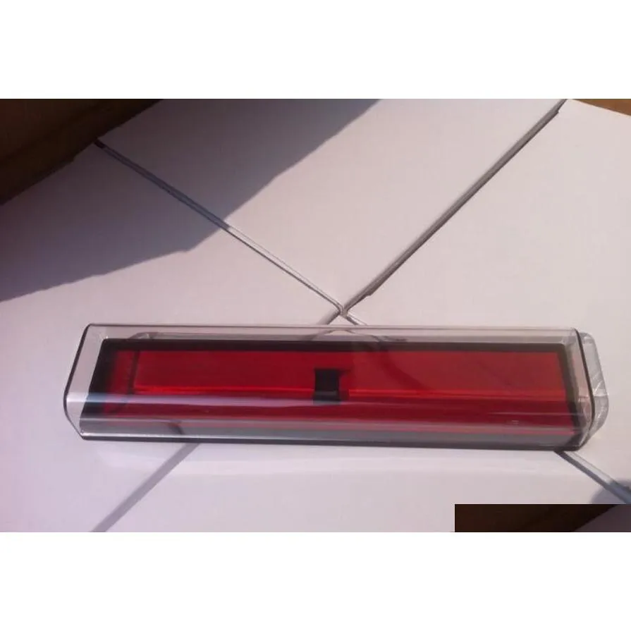 Clear Transparent Pencil Cases With Red Color Bottom Plastic Pen Packing Boxes W jllyWo yummy_shop