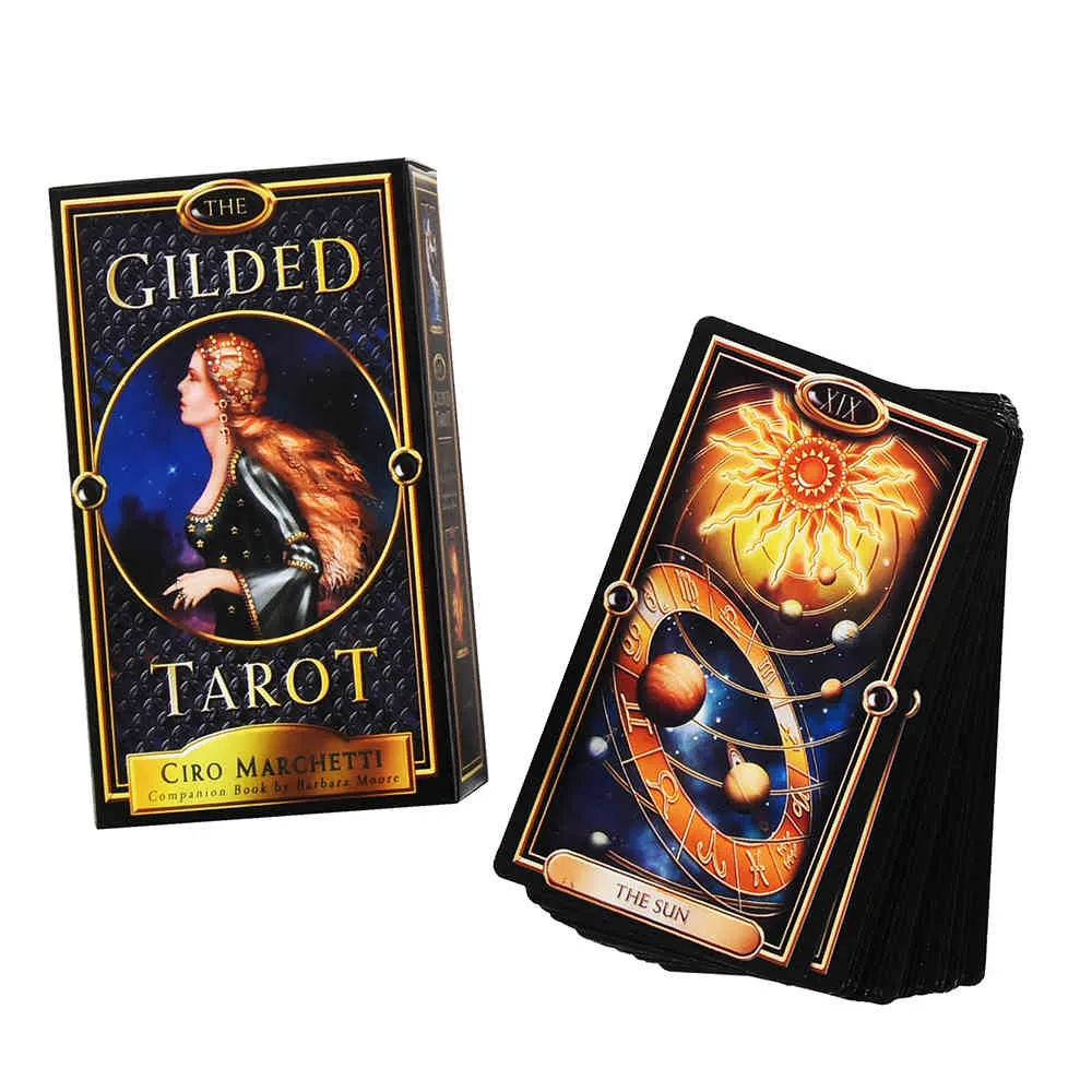 O cartão de deck dourada e guia eletrônico game brinquedo adivinhação oracless por tarot especialista barbara moore