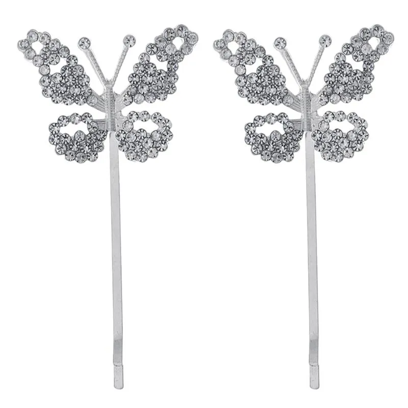Hair Clips & Barrettes 2Pcs Rhinestones Butterflies Clip Barrette For Wedding Proms Birthday Party