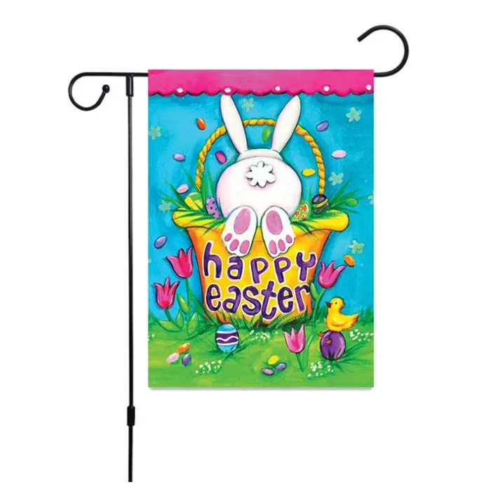 Animal Garden Flag Easter Rabbit Egg Double-sided Print Banner DIY Yard Garden Decoration Flags 47*32cm YHM528